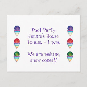 Pool Party-uitnodiging met sneeuwkegels Kaart
