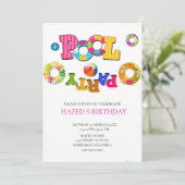 Pool Party Uitnodiging Pool Party Verjaardag Uitno (Staand voorkant)