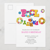 Pool Party Uitnodiging Pool Party Verjaardag Uitno (Voorkant / Achterkant)