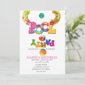 Pool Party Uitnodiging Pool Party Verjaardag Uitno (Staand voorkant)