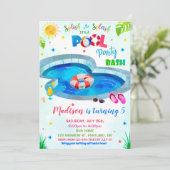 Pool party uitnodiging Pool verjaardaguitnodiging (Staand voorkant)