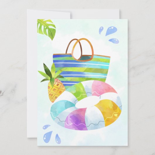 Pool party uitnodiging Pool verjaardaguitnodiging (Achterkant)