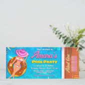 Pool Party Uitnodiging Ticket Uitnodiging (Staand voorkant)
