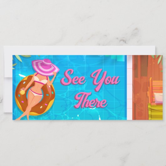 Pool Party Uitnodiging Ticket Uitnodiging (Achterkant)