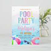 Pool Party Uitnodiging Tropische partij Pool Party (Staand voorkant)