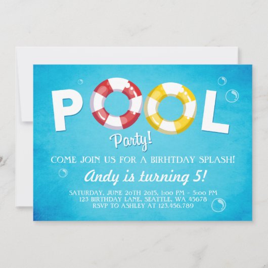 Pool party uitnodiging Verjaardag uitnodiging zome (Voorkant)