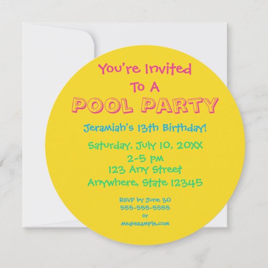 Pool Party | Uitnodiging voor bestrating (Achterkant)