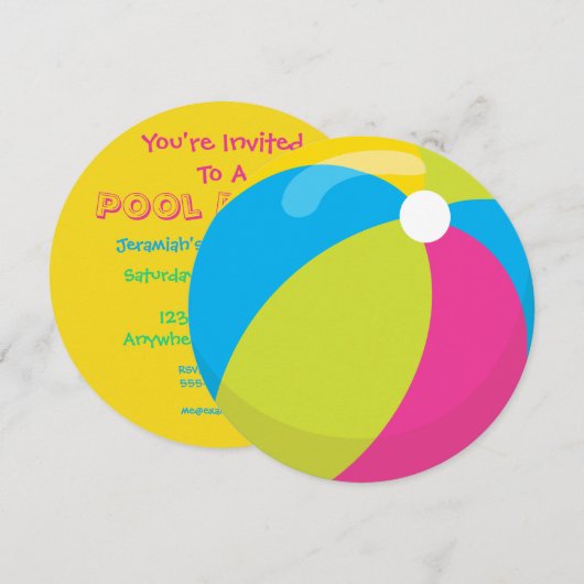 Pool Party | Uitnodiging voor bestrating (Voorkant / Achterkant)