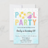 Pool Party uitnodiging voor verjaardag en evenemen (Voorkant)