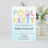 Pool Party uitnodiging voor verjaardag en evenemen (Staand voorkant)