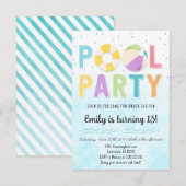 Pool Party uitnodiging voor verjaardag en evenemen (Voorkant / Achterkant)
