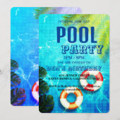 Pool Party | Uitnodiging voor zwemvogels (Voorkant / Achterkant)