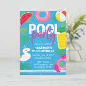 Pool Party | Uitnodiging voor zwemvogels (Staand voorkant)