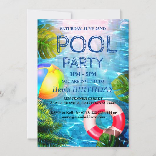 Pool Party | Uitnodiging voor zwemvogels (Voorkant)