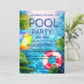 Pool Party | Uitnodiging voor zwemvogels (Staand voorkant)