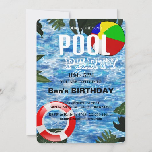 Pool Party | Uitnodiging voor zwemvogels (Voorkant)