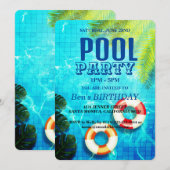 Pool Party | Uitnodiging voor zwemvogels (Voorkant / Achterkant)