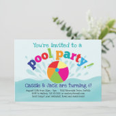 Pool Party Uitnodiging - Zomer Splash (Staand voorkant)