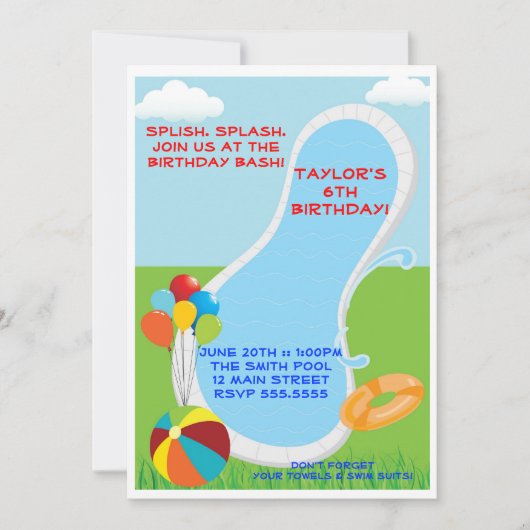 Pool Party-uitnodigingen Kaart (Voorkant)
