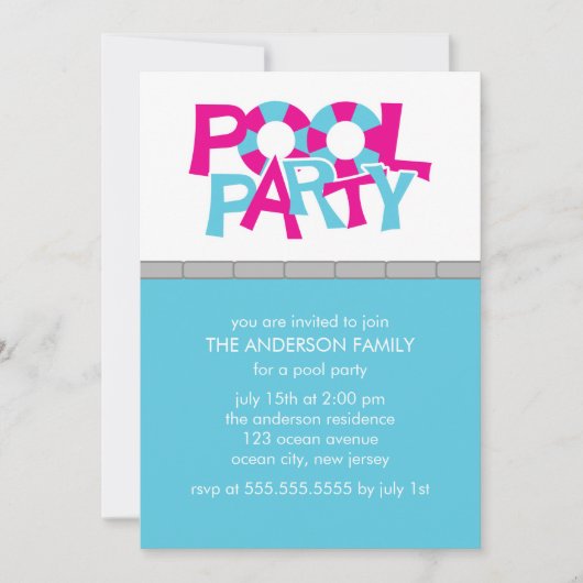 Pool Party-uitnodigingen Kaart (Voorkant)