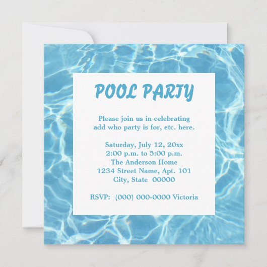 Pool Party-uitnodigingen Kaart (Voorkant)
