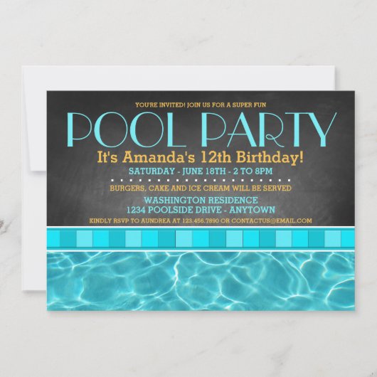 Pool Party-uitnodigingen Kaart (Voorkant)