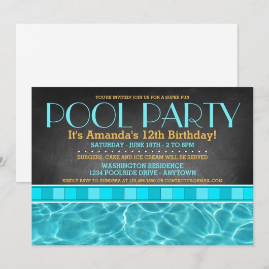 Pool Party-uitnodigingen Kaart (Voorkant / Achterkant)