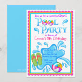 Pool Party-uitnodigingen Kaart (Voorkant / Achterkant)