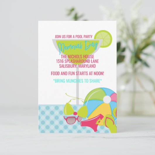 Pool Party-uitnodigingen Kaart (Staand voorkant)