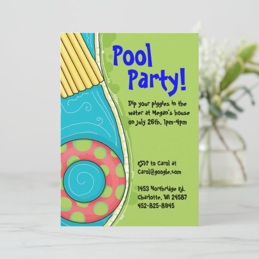 Pool Party-uitnodigingen Kaart (Staand voorkant)