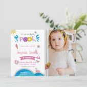  Pool Party Uitnodigingen voor kinderen (Staand voorkant)