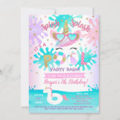 Pool Party Unicorn Birthday Party Invitations Girl Kaart (Voorkant)