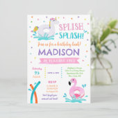 Pool Party Unicorn Summer Girl Birthday Save The Date (Staand voorkant)