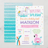 Pool Party Unicorn Summer Girl Birthday Save The Date (Voorkant / Achterkant)