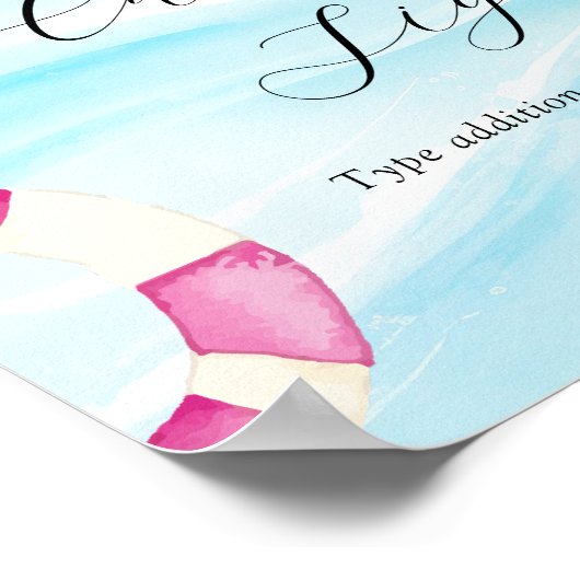 Pool Party Verjaardag Aangepaste tekst teken Poster (Hoek)