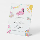 Pool Party Verjaardag Aangepaste tekst teken Reclamebord Met Voetstuk (Voorkant)