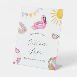 Pool Party Verjaardag Aangepaste tekst teken Reclamebord Met Voetstuk