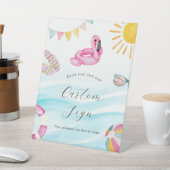 Pool Party Verjaardag Aangepaste tekst teken Reclamebord Met Voetstuk (Insitu)