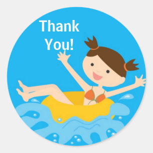 Pool Party Verjaardag Dank u Sticker