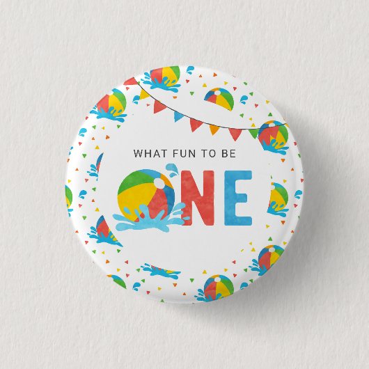 Pool Party Verjaardag Decor Supplies Ronde Button 3,2 Cm (Voorkant)
