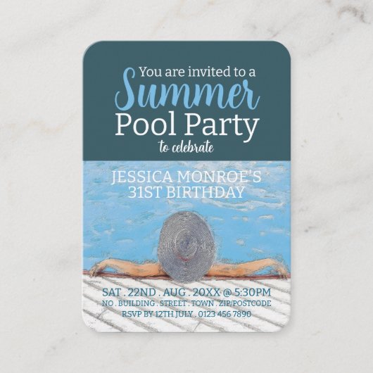  Pool Party Verjaardag Handout Tickets (Voorkant)