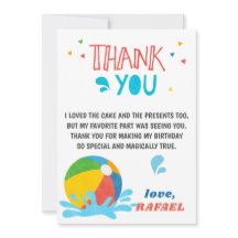 Pool Party Verjaardag Jongen Meisje Dank u kaart