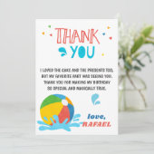 Pool Party Verjaardag Jongen Meisje Dank u kaart (Staand voorkant)