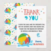 Pool Party Verjaardag Jongen Meisje Dank u kaart (Voorkant / Achterkant)