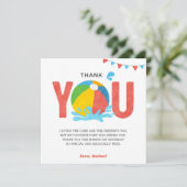 Pool Party Verjaardag Jongen Meisje Dank u kaart (Staand voorkant)