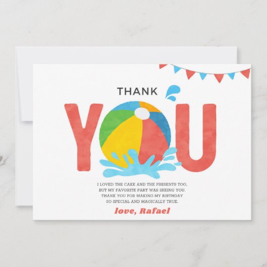 Pool Party Verjaardag Jongen Meisje Dank u kaart (Voorkant)