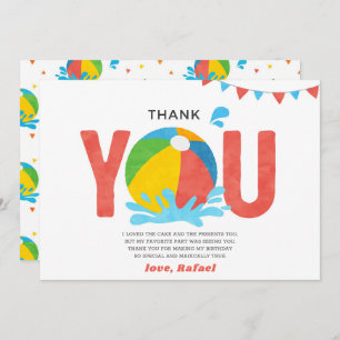 Pool Party Verjaardag Jongen Meisje Dank u kaart