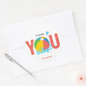 Pool Party Verjaardag Jongen Meisje Dank u kaart Ronde Sticker (Envelop)
