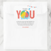 Pool Party Verjaardag Jongen Meisje Dank u kaart Vierkante Sticker (Tas)