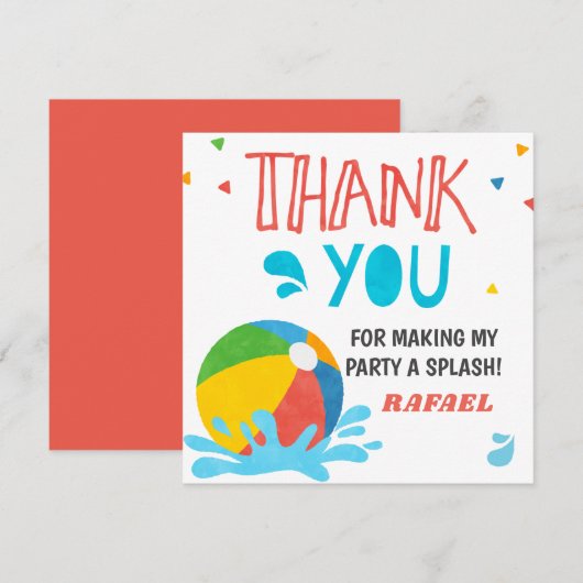 Pool Party Verjaardag Jongen Meisje Kaart (Voorkant / Achterkant)